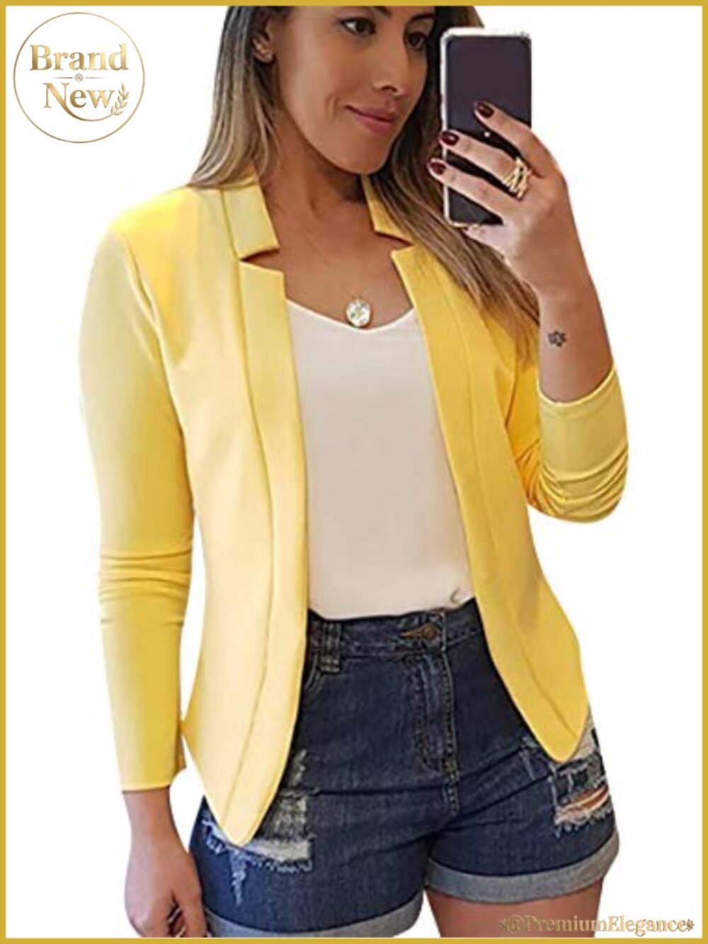 Women's Long Sleeve Open Front Blazer Work Office Jacket Slim Cardigan
